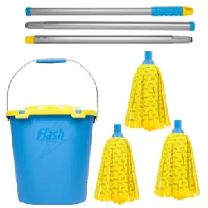 Flash 30% Microfibre Mop With Refills and Mop Bucket