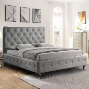 Envisage Trade - Barella Upholstered Beds - Plush Velvet, Double Size Frame, Grey - Grey
