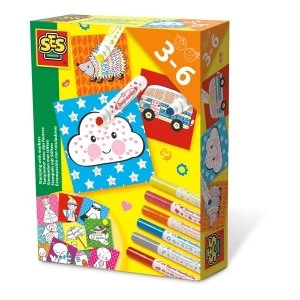 SES Creative - Childrens Stamping with Markers Kit 6 Markers (Multi-colour)
