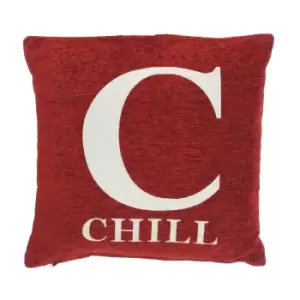"Chill" Red Filled Cushion 45x45cm