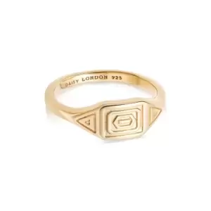 Rings 18ct Gold Plate Aztec Stamped Signet Ring 18ct Gold Plate