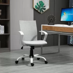 Vinsetto Office Chair Linen Swivel Computer Desk Chair Home Study Task Chair with Wheels, Arm, Light Grey