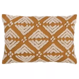 Taya Rectangular Cotton Tufted Cushion Gold / 40 x 60cm / Polyester Filled