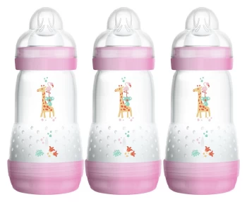 MAM Anti-Colic 260ml Bottle - 3 Pack Pink and Green