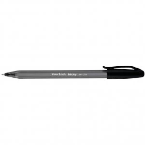 Paper Mate InkJoy 100 Ballpoint Stick Pen, Extra Fine 0.5mm Tip, Translucent Black Barrel, Black Ink
