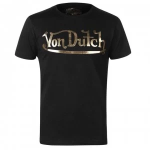 Von Dutch Logo T Shirt - Black/Gold