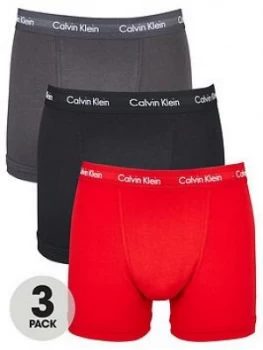 Calvin Klein 3 Pack Trunk - Black/Grey/Red, Size S, Men