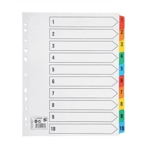 5 Star Office Maxi Index Extra wide 150gsm Card with Coloured Mylar Tabs 1 10 A4 White