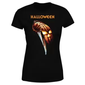 Halloween Pumpkin Womens T-Shirt - Black - L