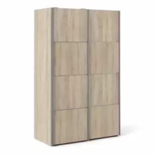 Verona Sliding Wardrobe 120Cm In Oak Effect With Oak Effect Doors With 5 Shelves