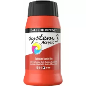 System 3 Acrylic Paint Cadmium Scarlet (Hue) 500ml - Daler Rowney