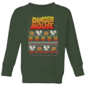Danger Mouse Pattern Knit Kids Sweatshirt - Forest Green - 5-6 Years