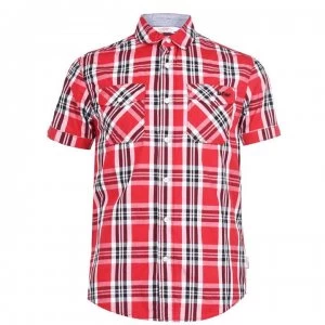 Lee Cooper SS Check Shirt Mens - Red/White/Black