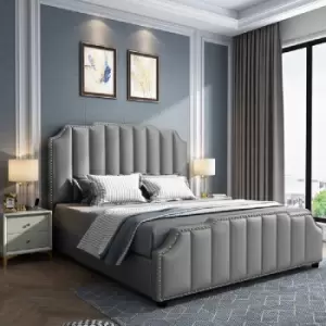 Arnold Upholstered Beds - Plush Velvet, King Size Frame, Grey - Grey