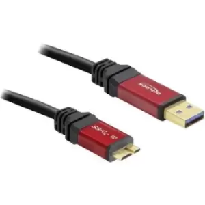 Delock USB cable USB 3.2 1st Gen (USB 3.0 / USB 3.1 1st Gen) USB-A plug, USB Micro-B 3.0 plug 5m Red, Black gold plated connectors, UL-approved 82763