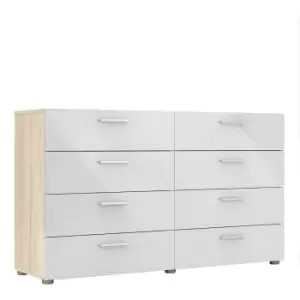 Pepe Wide Chest Of 8 Drawers (4+4) In Oak Effect With White High Gloss