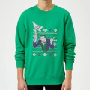 DC Batman Happy Holiday The Joker Green Christmas Sweatshirt - XXL - Green