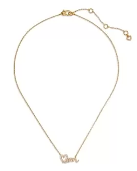 kate spade new york Love You, Mom Pave Script Pendant Necklace in Gold Tone, 16-19