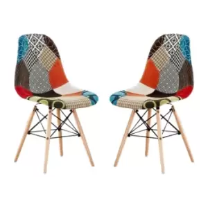 Moda Patchwork Eiffel Chair - Set of 2 - Multicoloured - Multi