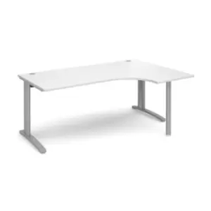 Office Desk Right Hand Corner Desk 1800mm White Top With Silver Frame 1200mm Depth TR10 TBER18SWH