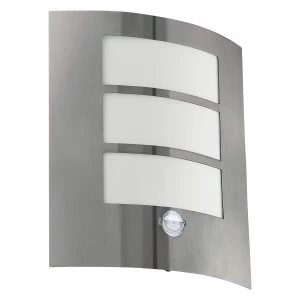 EGLO ES/E27 City Stainless Steel Outdoor PIR Wall Light 60W IP44 - 88142