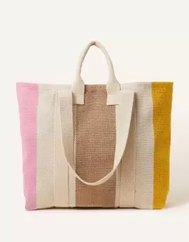 Accessorize Ice Cream Stripe Canvas Shopper Bag