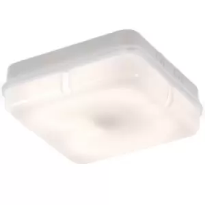 Emergency Bulkhead with Opal Diffuser and White Base, IP65 28W Square