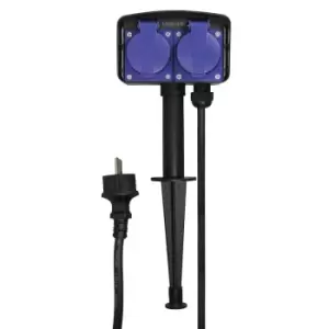 LogiLink LPS214 power extension 2m 2 AC outlet(s) Outdoor Black, Blue