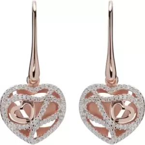 Ladies Unique & Co Sterling Silver 925 Drop Earrings with Rose Gold Plating and CZ