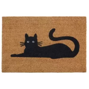 Black Cat Coir Doormat