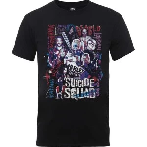 DC Comics - Suicide Squad Harley's Character Collage Unisex Small T-Shirt - Black