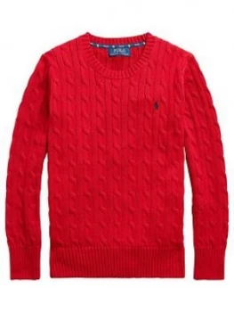 Ralph Lauren Boys Classic Cable Knit Jumper - Red