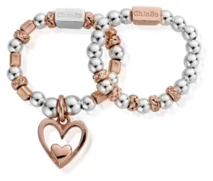 ChloBo Rose Set Of Two Heart Ring MR2733 Jewellery