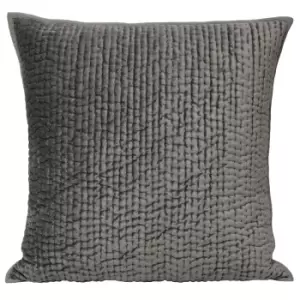 Brooklands Quilted Velvet Cushion Graphite / 55 x 55cm / Polyester Filled