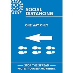 Seco Health & Safety Poster Social distancing - one way only left A4 Semi-Rigid Plastic 42 x 59.5 cm