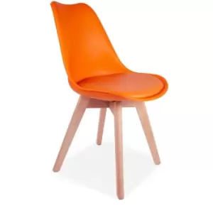 4x sl Orange Modern Dining Chairs Padded Seat with Wood Legs Modern Home Kitchen