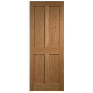 4 Panel Flush Oak veneer Internal Door H1981mm W610mm