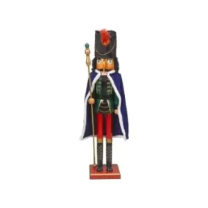 Marco Paul Traditional Jumbo Large Deluxe Green & Blue Caped Nutcracker Standing Christmas Ornament Wooden Indoor Large Xmas Statue Festive Figurine
