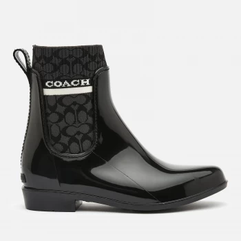 Coach Womens Rivington Signature Knit Rain Boots - Black - UK 6