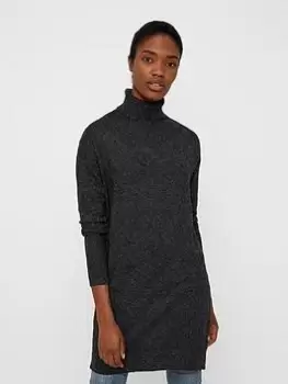Vero Moda Rollneck Knitted Tunic Dress - Black, Size L, Women