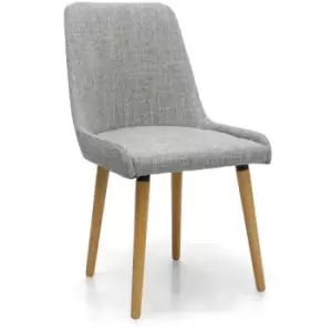 Grey Dining Room Chair Set Upholstered Padded Ergonomic Seat Wooden Legs - Grey - Fwstyle