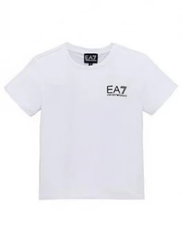 Emporio Armani EA7 Short Sleeve Logo T-Shirt White Size 8 Years Boys