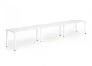 Trexus Bench Desk 3 Person Side to Side Configuration White Leg
