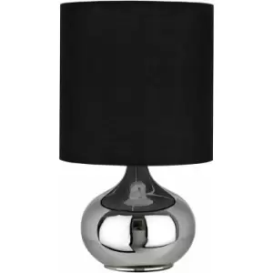 Black Fabric Shade Table Lamp/ Black Shade/ Chrome Spherical Base Stand/ Desk / Reading / Office Lamps With Modern Look 20 x 35 x 20 - Premier