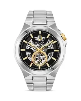 Bulova Maquina Silver-Tone Link Bracelet Automatic Watch, 46mm