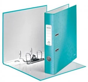Leitz 180 WOW Lever Arch File A4 50mm Ice Blue PK10