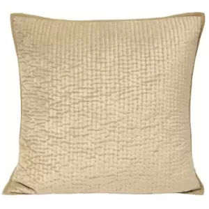 Brooklands Quilted Velvet Cushion Champagne, Champagne / 55 x 55cm / Polyester Filled