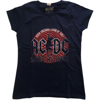 AC/DC - Hard As Rock Womens X-Small T-Shirt - Blue