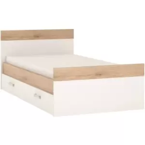 4Kids Single Bed with under Drawer in Light Oak and white High Gloss opalino handles