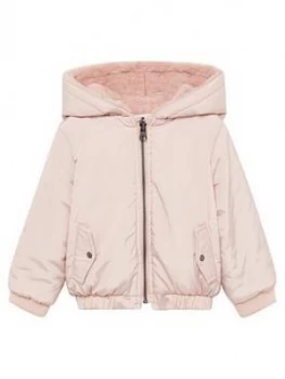 Mango Baby Girls Hooded Jacket - Light Pink, Size 2-3 Years